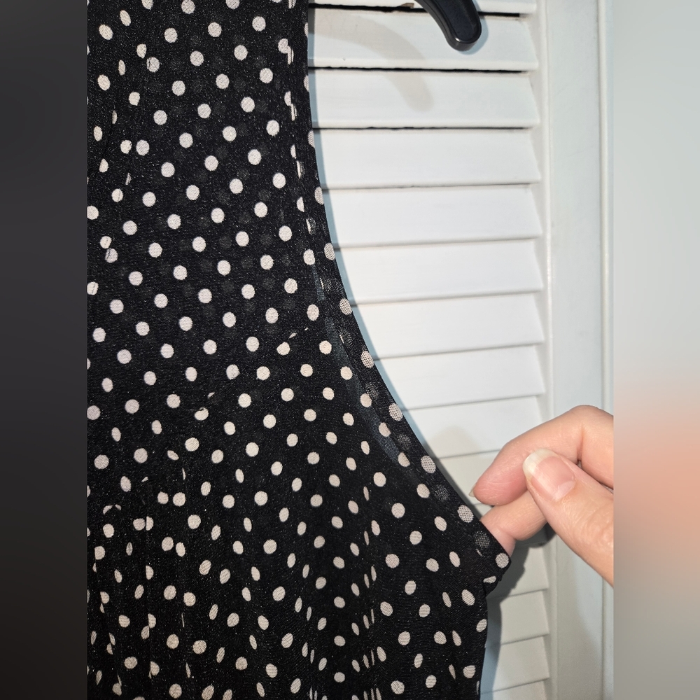 Ember Women's L Black and White Polka Dot Sleeveless Top - Picture 4 of 11